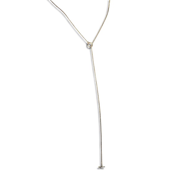 WOMENS GOLD OPEN CIRCLE T-BAR Y-NECKLACE - Picture 4 of 4